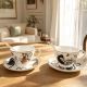 Set of two gift espresso cups with saucers, Cats tenderness and closeness, 90 ml