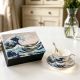 Two gift cups with saucers and spoons, Katsushika Hokusai,The Great Wave off Kanagawa, 220 ml