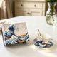 Two gift espresso cups with saucers and spoons, Katsushika Hokusai, The Great Wave off Kanagawa, 90 ml