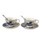Two gift espresso cups with saucers and spoons, Katsushika Hokusai, The Great Wave off Kanagawa, 90 ml