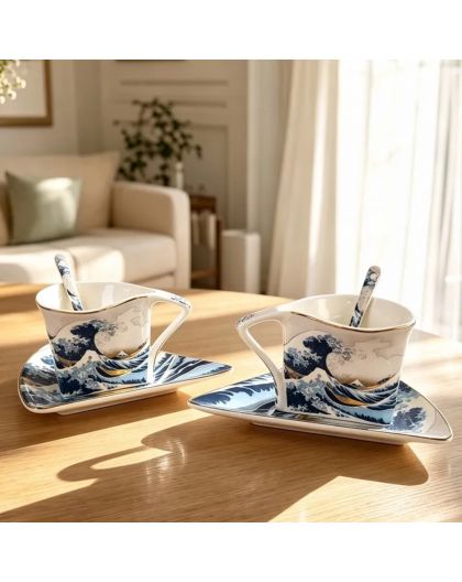 Two espresso gift cups, Katsushika Hokusai, The Great Wave off Kanagawa, 90 ml