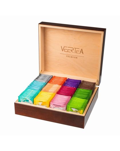 Veertea Дървена подаръчна кутия за чай, 12 вкуса, 180 пакетчета чай