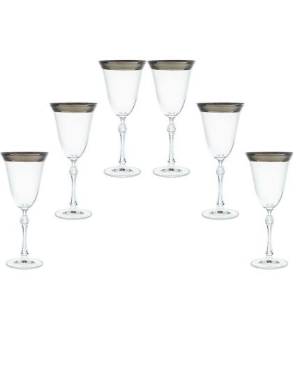 6 Bohemia Crystal Red wine glass with silver