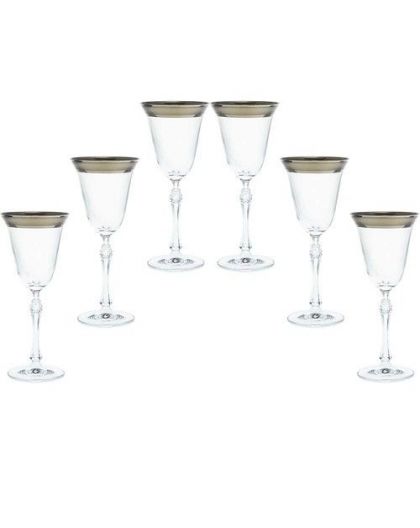 6 Bohemia Crystal white wine glasses with silver