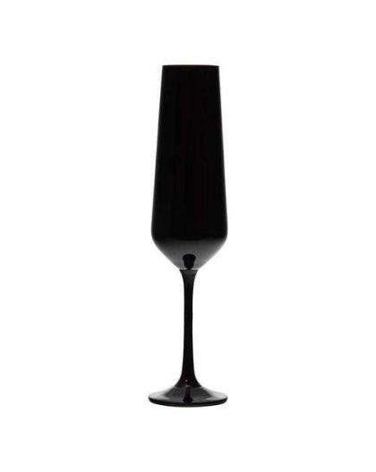 6 Bohemia black crystal champagne / sparkling wine glasses