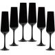 6 Bohemia black crystal champagne / sparkling wine glasses