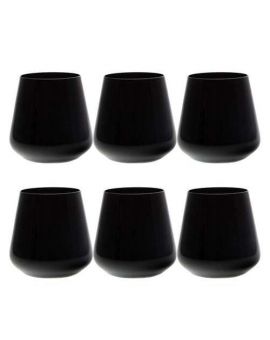 6 Bohemia Crystal black WHISKEY GLASSES "Sandra"
