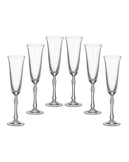 6 bohemia crystal glasses for Champagne "Parus"