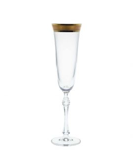 6 Bohemia Crystal Champagne glasses with gold colored kant Parus