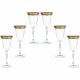6 Bohemia Crystal red wine glasses with gold colored kant "Parus"