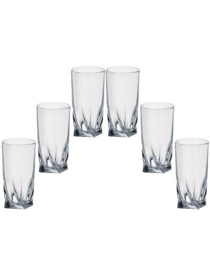 6 Bohemia Crystal glasses  "Quadro"