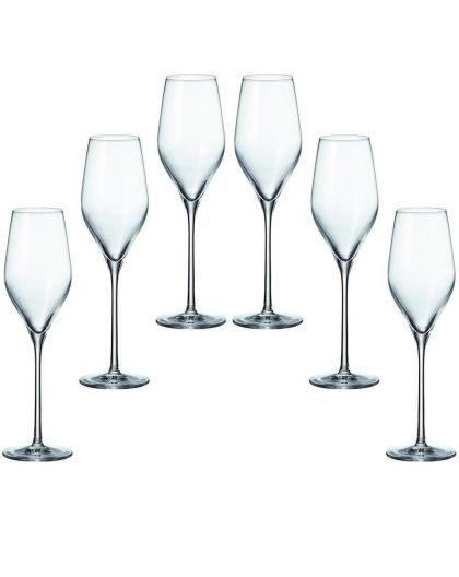 6 Bohemia Crystal CHAMPAGNE / SPARKLING WINE GLASSES "AVILA"