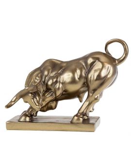 Decorative statuette on a pedestal - Bull in golden color