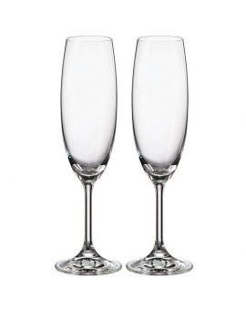 2 Bohemia Crystal  Champagne glasses "Fiora Love"