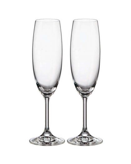 2 Bohemia Crystal  Champagne glasses "Fiora Love"