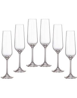 6 Bohemia Crystal  Champagne glasses "Fiora Tori"