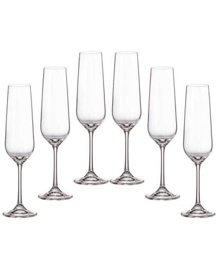 6 Bohemia Crystal  Champagne glasses "Fiora Tori"