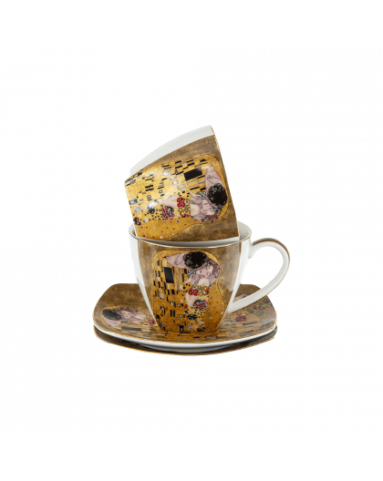 Tea set, "The Kiss" series on a gold background