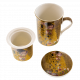 Gift cup for tea-classic "The Kiss" series on a gold background
