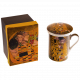 Gift cup for tea-classic "The Kiss" series on a gold background