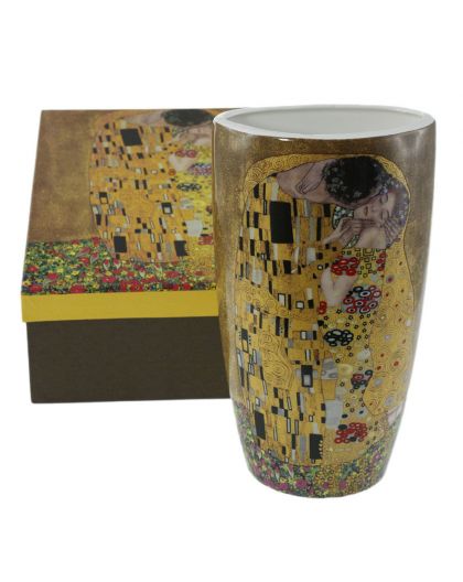 Porcelain vase "The Kiss" series on a gold background - 22cm