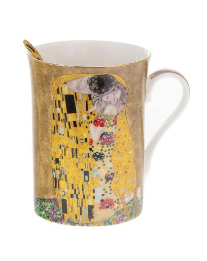Set of two cups with spoon "The Kiss"