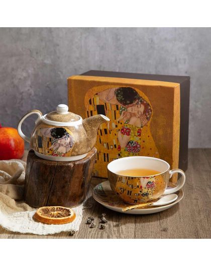 Tea set - single " The Kiss" series on a gold background