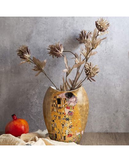 Porcelain vase "The Kiss" series on a gold background