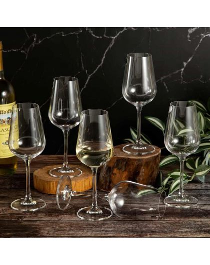 6 bohemia crystal white wine glasses "Strix"