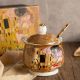Sugar bowl, "The Kiss" series on a gold background
