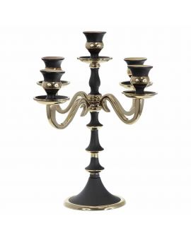 Candlestick Black / Golden, 5 candles