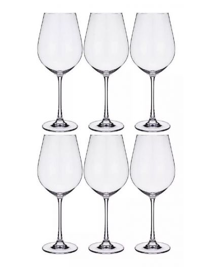 6 bohemia crystal red wine glasses "Columba" 650ml